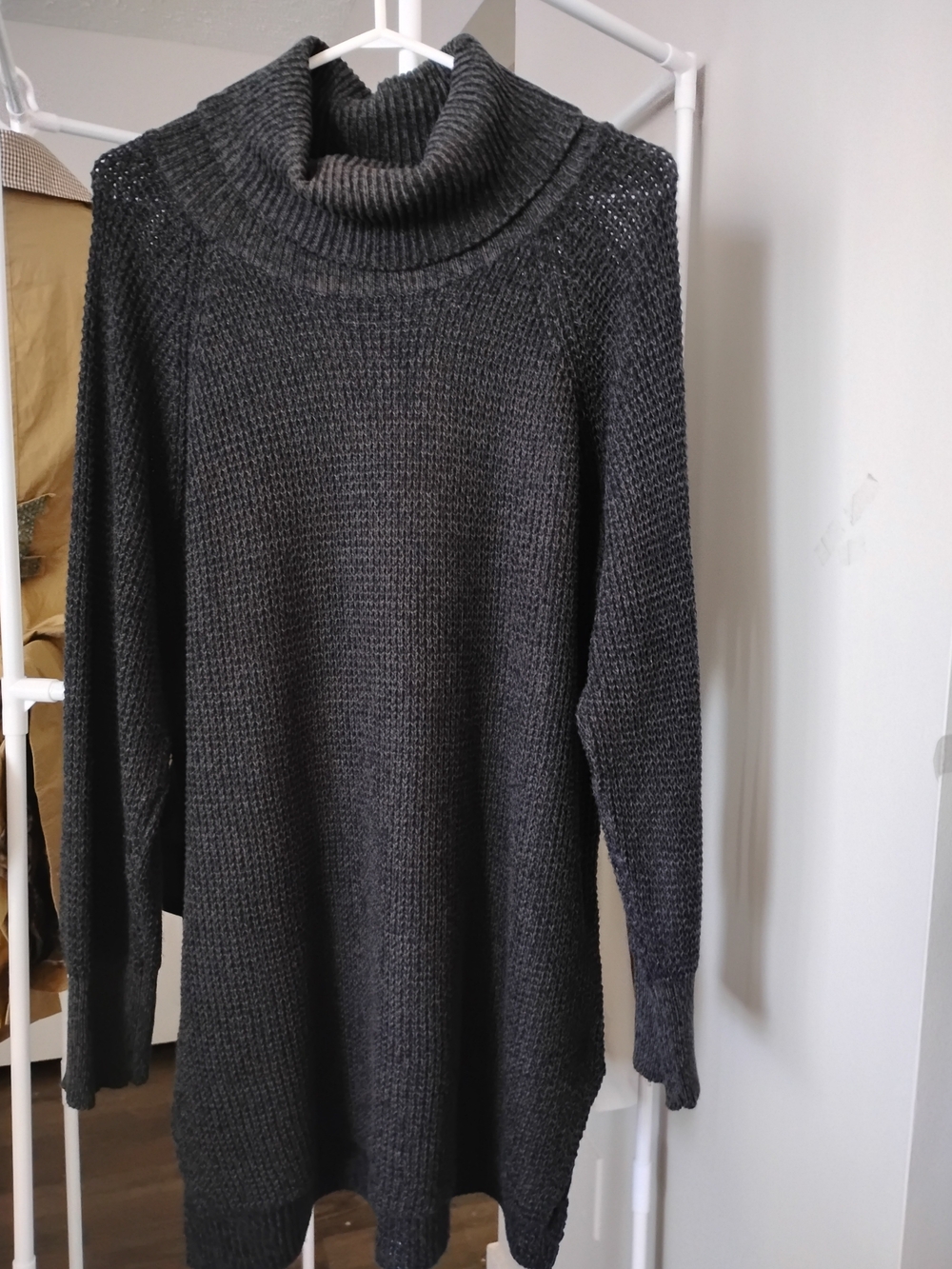 Penningtons Women Grey Charcoal Pattern Turtleneck Knit LongSleeve Sweater Dress